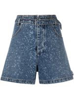 MSGM short en jean à effet taches de peinture - Bleu