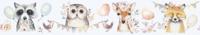 Noordwand Kids Walls Behangrand met bosdiertjes, slingers en ballonnen - 45893