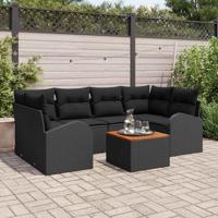 Tuinbankenset met opslag 7 pcs Zwart poly rattan