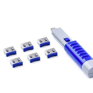 Smartkeeper UL03PKDB USB-A-poortslot Set van 6 stuks Donkerblauw Incl. 1 sleutel