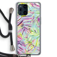 Tropical Palms Blue: Oppo Find X3 Transparant Hoesje met koord
