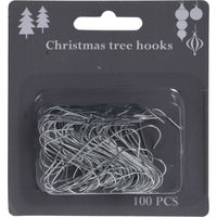 Kerstbalhaakjes/kerstboomhaakjes - 100x stuks - zilver - 3,6 cm