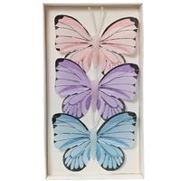 Decoris decoratie vlinders op draad - 3x - gekleurd - 8 x 6 cm - Hobbydecoratieobject