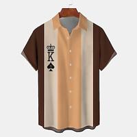 Hawaii Casual Voor heren Overhemd met knopen Bowlingshirt Korte mouw Dagelijks Vakantie Zomer Strijkijzer Overhemden met kraag Dichtknopen 3D-afdrukken Dun Bruin Polyester Lightinthebox