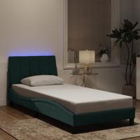 Bedframe met LED-verlichting fluweel donkergroen 80x200 cm