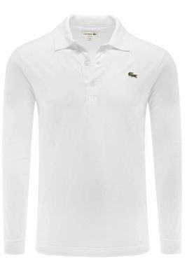 Lacoste Slim Fit Poloshirt lange mouw wit, Effen