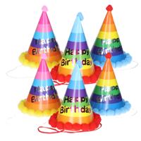 Verjaardag feesthoedje XL - 30x - happy birthday - karton - gekleurd - punthoedje