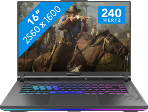 ASUS ROG Strix G16 G614JIR-N4139W Intel® Core™ i9 i9-14900HX Laptop 40,6 cm (16") WQXGA 16 GB DDR5-SDRAM 2 TB SSD NVIDIA GeForce RTX 4070 Wi-Fi 6E (802.11ax) Windows 11 Home Zwart, Grijs