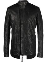 Boris Bidjan Saberi brushed high-neck leather jacket - Noir - thumbnail