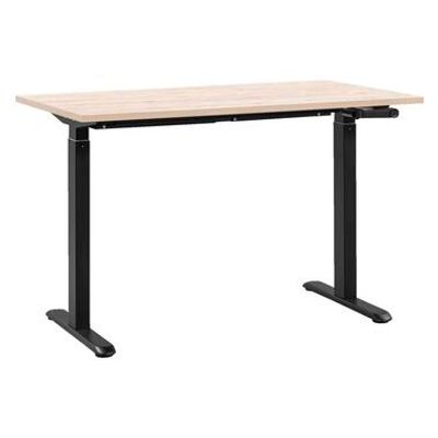 Bureau Homeworx zit/sta handmatig verstelbaar - eikenkleur/zwart - 75/118x120x70 cm - Leen Bakker
