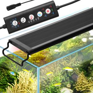 VEVOR 48W volledig spectrum aquariumlicht met 24/7 natuurlijke modus, instelbare timer en helderheid op 5 niveaus, met uitschuifbare beugels van aluminiumlegering voor zoetwateraquaria van 48 "-54