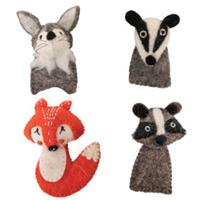Papoose Toys Papoose Toys Woodland Finger Puppets/4pc - thumbnail