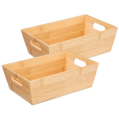 5Five Broodmand Classic Backery - 2x stuks - Bamboe - houtkleur - 23 x 16 x 7 cm