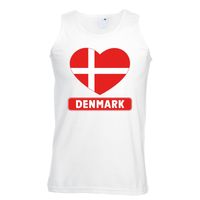Denemarken hart vlag singlet shirt/ tanktop wit heren