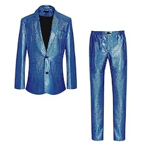 Schijf Jaren '80 Broeken Outfits Pakken en blazers Blazer met reverskraag Schijf Voor heren Pailletten Maskerade Prestatie Feest Club Jas Lightinthebox