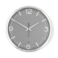Wandklok | Diameter: 300 mm | Aluminium | Radiogestuurde tijd | Stille beweging | Grijs / Metaal