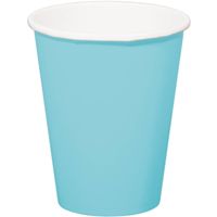 24x stuks drinkbekers van papier lichtblauw 350 ml