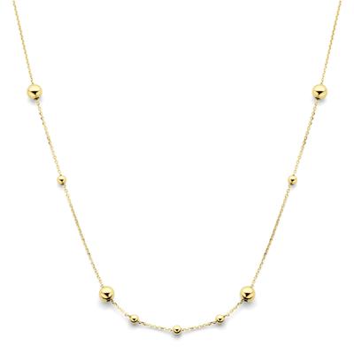 Elegante 14k Geelgouden Collier met Bolletjes - Verstelbare Draaglengte 42-45 cm
