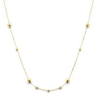 Elegante 14k Geelgouden Collier met Bolletjes - Verstelbare Draaglengte 42-45 cm