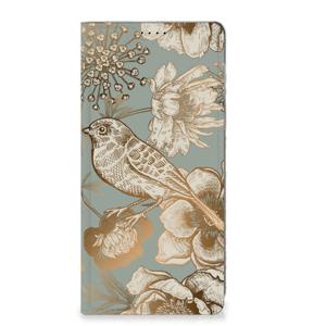 Smart Cover voor Motorola Edge 40 Neo Vintage Bird Flowers