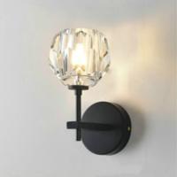 Muur lamp Villa Hotel muur lamp slaapkamer bed Crystal wand lamp stroombron: zonder lichtbron (enkele kop zwart)