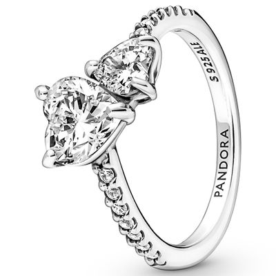 Pandora 191198C01 Ring Sparkling Heart Solitaire zilver-zirconia wit