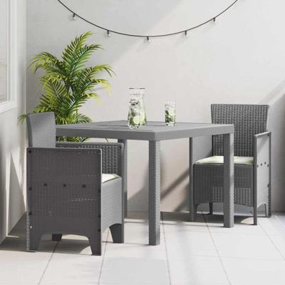 Tuin Eetset 3 pcs Lichtgrijs 100 x 100 x 73 cm Kunststof