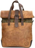 Leather Design Rugzak / Schoudertas / Handtas Leer met Canvas M