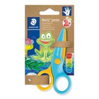 Staedtler kinderschaar Noris Junior, ft 10 cm, rechtshandig, RVS, geel/blauw, blister van 1 stuk