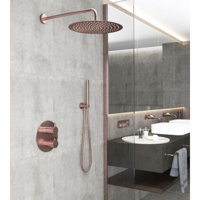 Regendouche set SaniClear Copper | Inbouw | 20 cm | Thermostaatkraan | 2-weg | Rond | Koper geborsteld