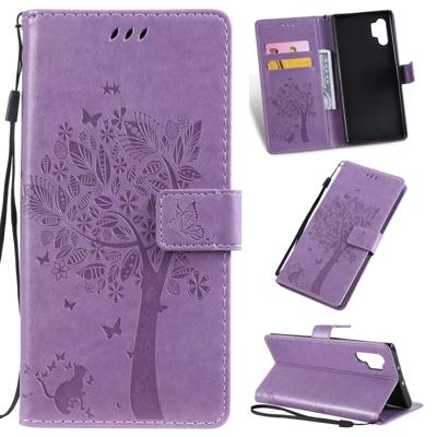 Boom & kat patroon gedrukt afdrukken horizontale Flip PU lederen draagtas met houder & kaartsleuven & portemonnee & Lanyard voor Galaxy Note 10 +/10 P