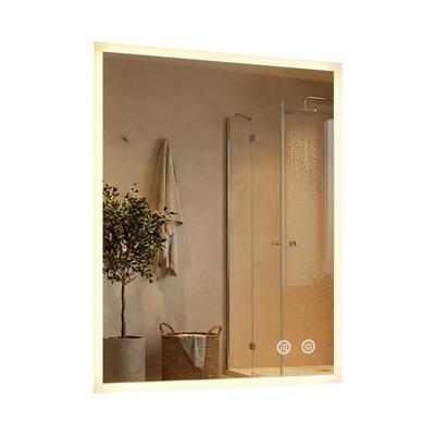 70 x 50 cm LED-badkamerspiegel Rechthoekige Wandspiegel met Anticondens 3 Lichtkleuren Traploos Dimbaar Touchbediening