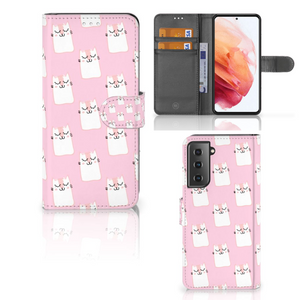 Samsung Galaxy S21 Telefoonhoesje met Pasjes Sleeping Cats