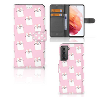 Samsung Galaxy S21 Telefoonhoesje met Pasjes Sleeping Cats