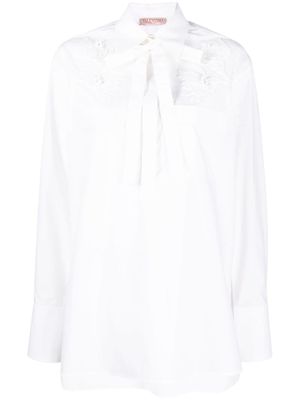 Valentino Garavani chemise à fleurs brodées - Blanc