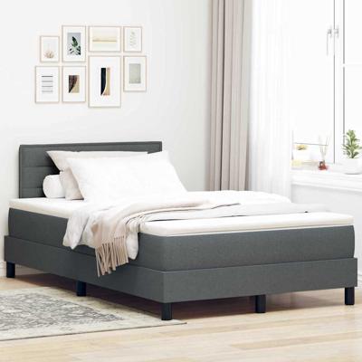 Boxspringbed met matras Donkergrijs 120 x 200 cm Stof