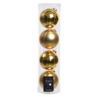 Tubes met 4x gouden kerstballen van glas 10 cm glans en mat   - - thumbnail