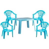 Kunststof kindertuinset tafel met 4 stoelen licht blauw - Kinderstoelen - thumbnail