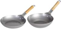 Blackwell Pannenset Voccelli Carbonstaal - Koekenpan ø 24 cm & Wokpan ø 25 cm - zonder anti-aanbaklaag - 2 delig