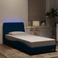 Bedframe met LED zonder matras fluweel blauw 90x200 cm