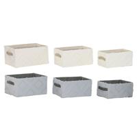 Mandenset Home ESPRIT Grijs Crème 35 x 25 x 18 cm (3 Onderdelen) (2 Stuks)