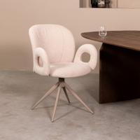 LABEL51 Eetkamerstoel Neo - Naturel - Boucle - Taupe Metalen Frame