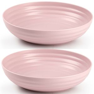 Set van 4x kommetjes/schaaltjes - Dessert/ontbijt - Kunststof - D22 cm - Oudroze - Kommetjes