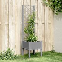 VidaXL Plantenbak met latwerk 40x40x142 cm polypropeen lichtgrijs VidaXL Plantenbak met latwerk 40x40x142 cm polypropeen lichtgrijs
