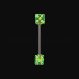 Tongpiercing dobbelsteen geel