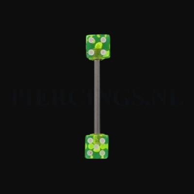 Tongpiercing dobbelsteen geel
