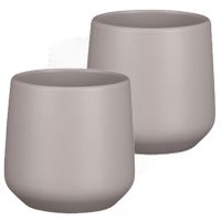 3x stuks bloempot mat taupe keramiek voor kamerplant H13.5 x D14 cm