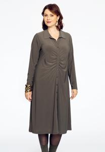 Yoek Blouse-jurk met plooien | Licht Groen | Maat 58/60