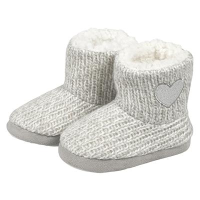 Peuter sloffen/pantoffels met hart - hoog model - lichtgrijs - maat 25-26