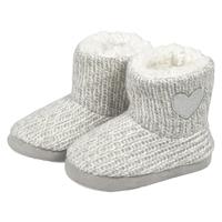 Peuter sloffen/pantoffels met hart - hoog model - lichtgrijs - maat 25-26